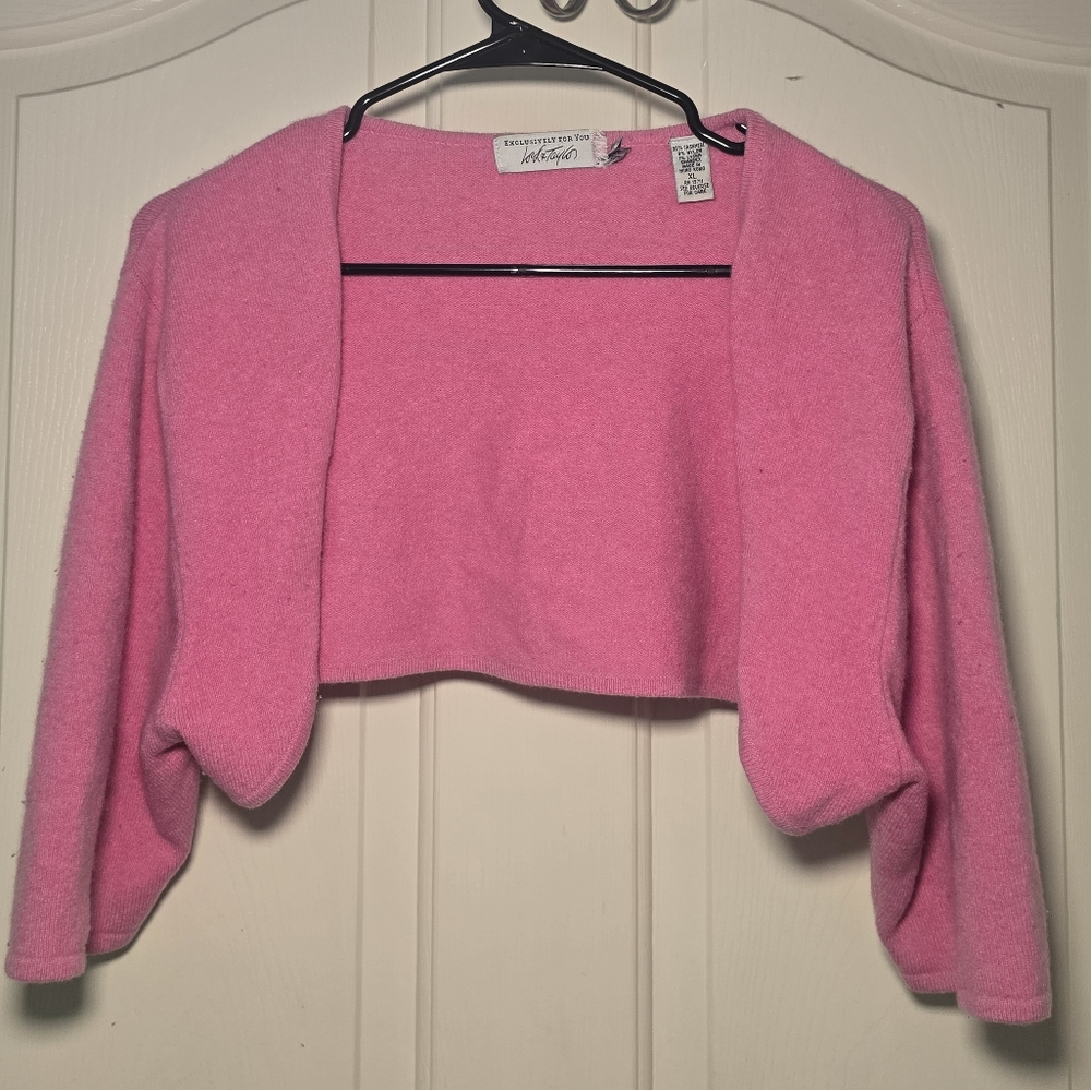 Lord &Taylor Pink Cashmere Shrug